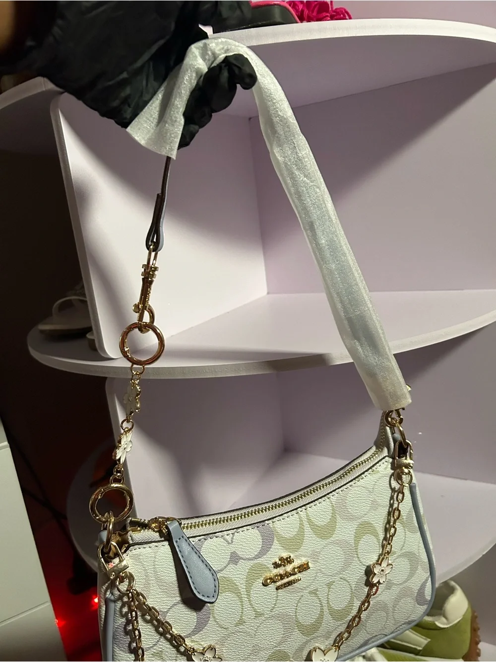 Coach Pastel Signature Mini Crossbody with Floral Chain